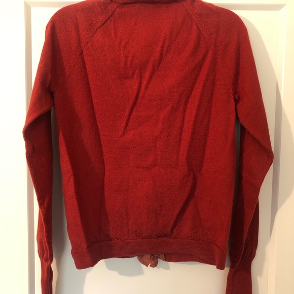 J Crew red Ruffled Cardigan - Picture 3 of 6
